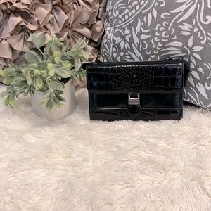 Brighton Black Leather Snake Embossed Leather Wallet Clutch Wristlet
